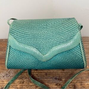 Vintage Vanessa Mint Green Straw Crossbody Bag